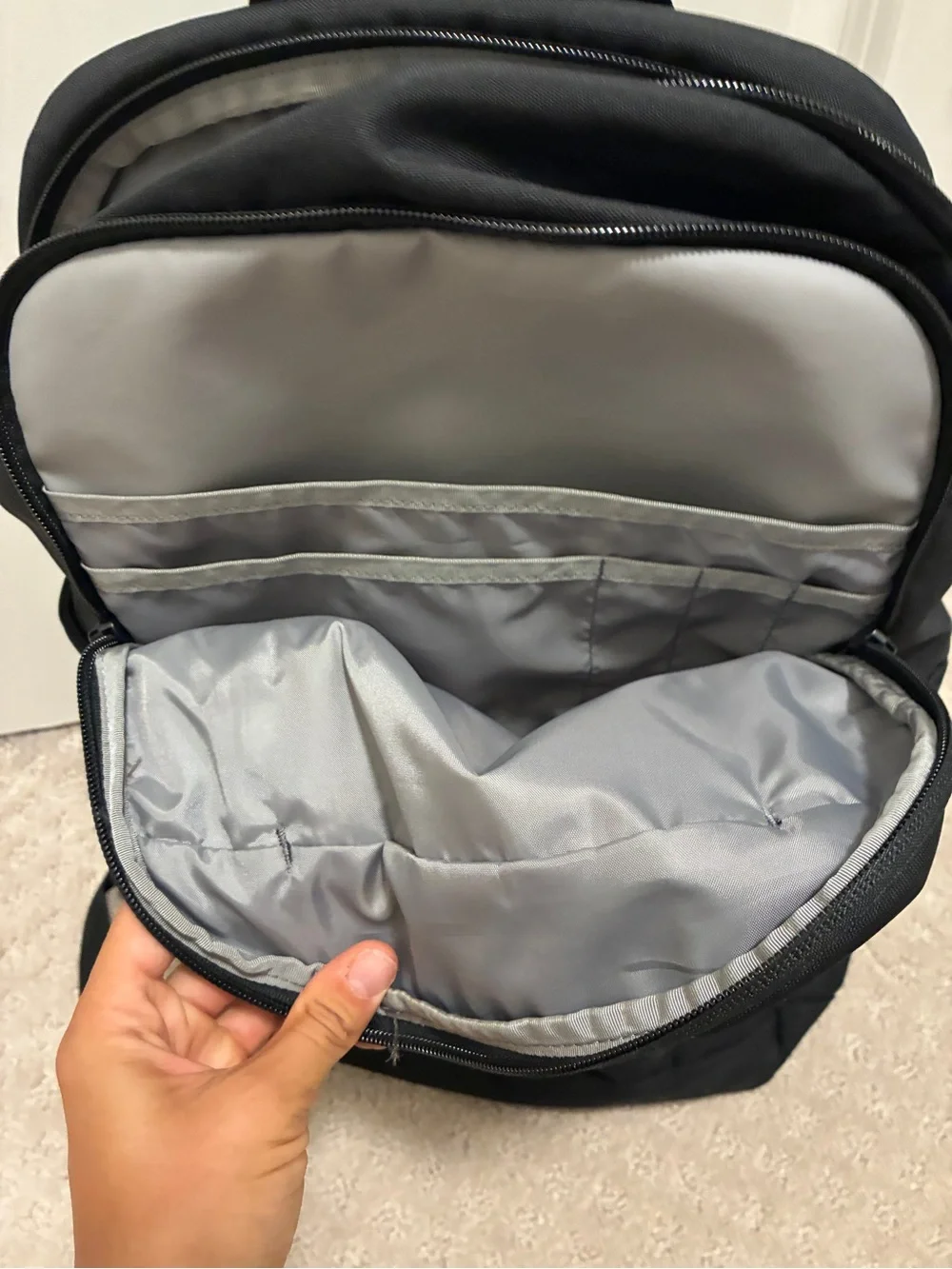 Timbuk2 Black Backpack with Orange Valencia Graphic